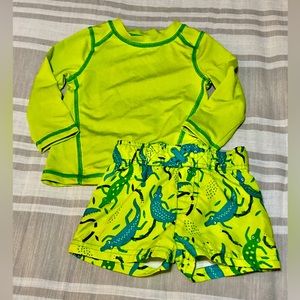 Cat & Jack sz 9 mo Baby Boy Swim Shorts Bundle Rashguard Trunks Rash Guard Gap